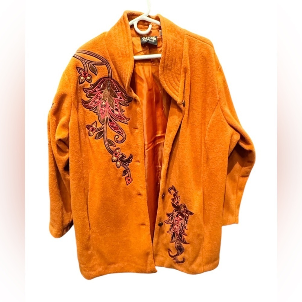 Bob Mackie Marble art Orange Embroidered Women's Jacket 2X